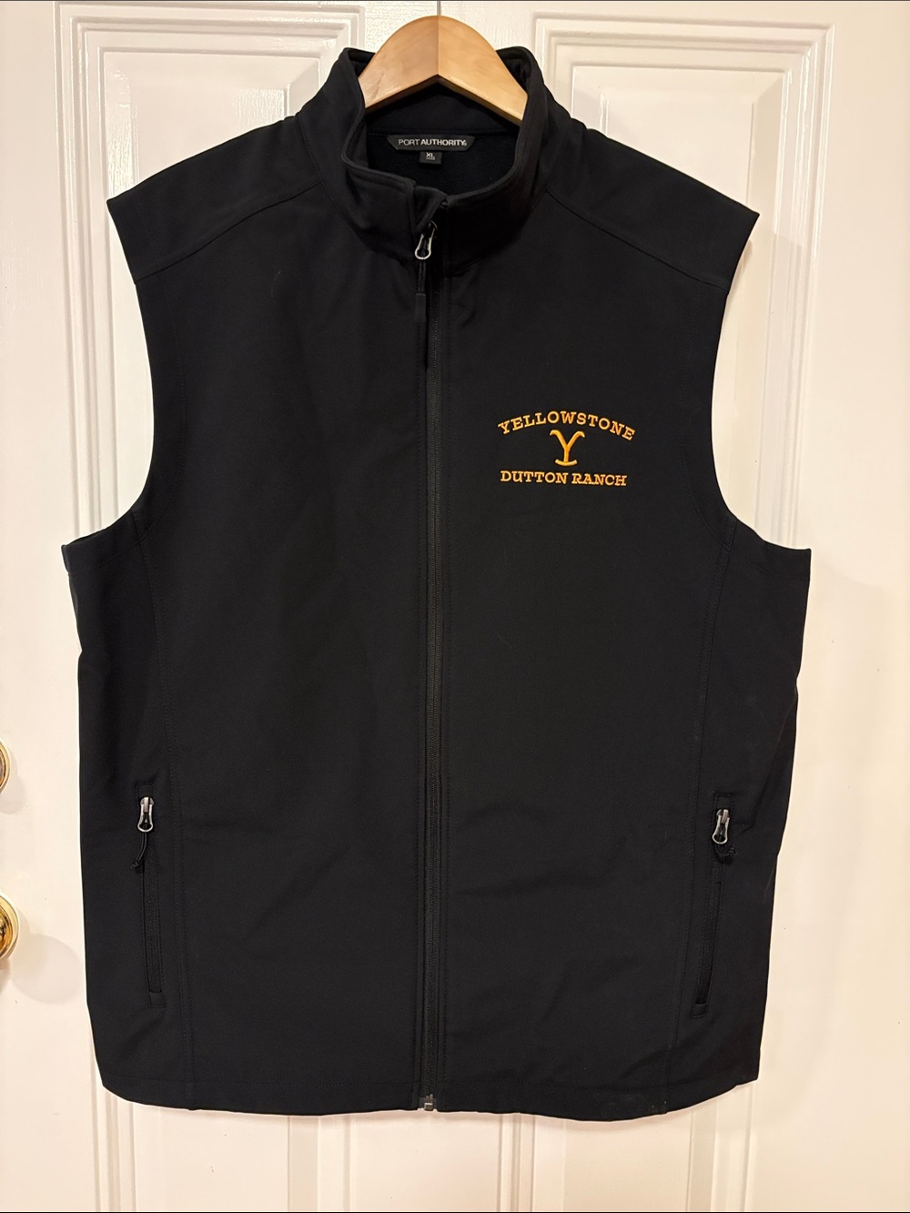 Port Authority Black Softshell Vest with Yellowstone Logo